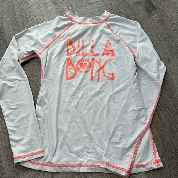Billabong Cream and Coral Rashguard White Accent Top - Picture 1 of 4